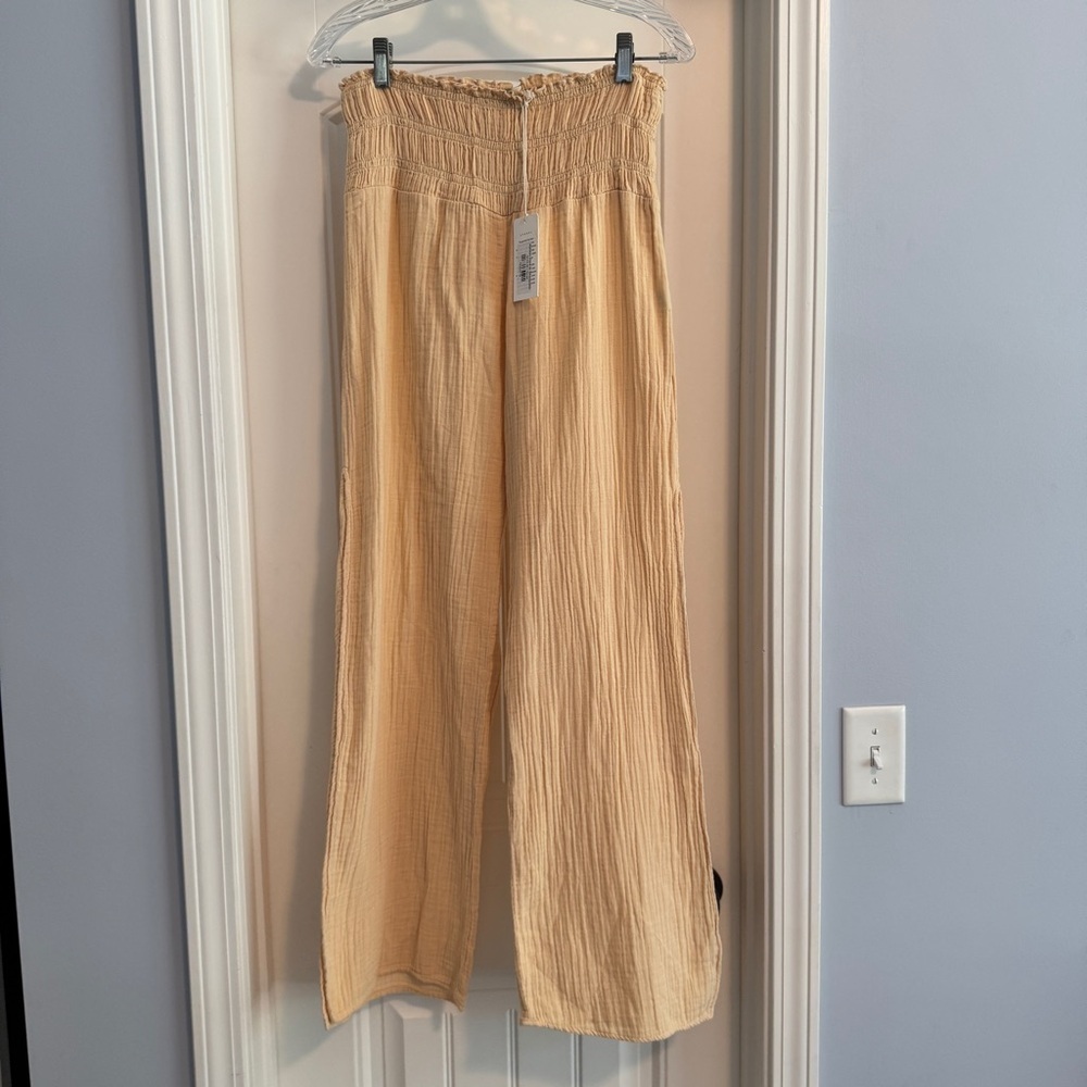 NEW Stark X Small Ashton Pant ~ Sheepskin Peach Gauzy Side Slits Beach Boho